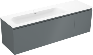 Mexen Orio meuble de salle de bain 160 cm avec lavabo Vela gauche, 1S, 1D, graphite mat/blanc mat - 91A13-16047-3-BBFF66-W23L01