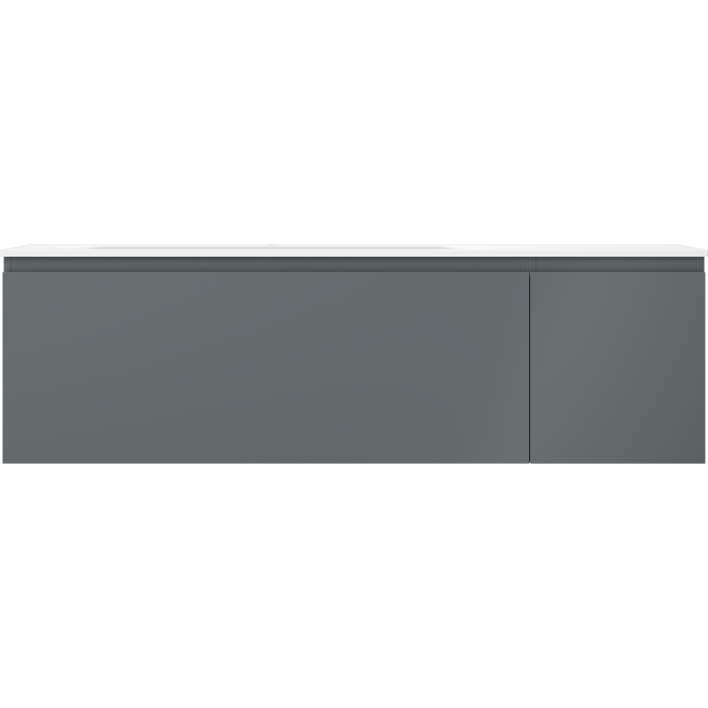 Mexen Orio meuble de salle de bain 160 cm avec lavabo Vela gauche, 1S, 1D, graphite mat/blanc mat - 91A13-16047-3-BBFF66-W23L01