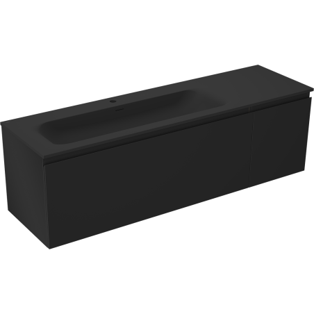 Mexen Orio armoire de salle de bain 160 cm avec lavabo Vela gauche, 1S, 1D, noir mat - 91A13-16047-3-BBFF71-W23L71