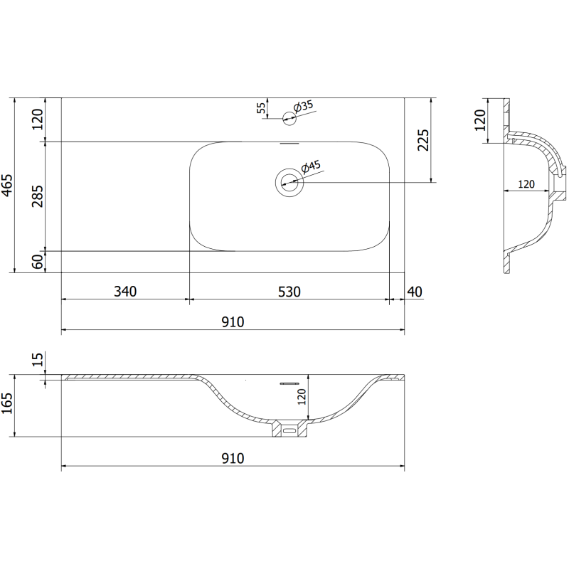 Mexen Orio meuble de salle de bains 90 cm avec lavabo Vela à droite, 1S, 1D, blanc brillant - 91A13-09047-3-BBFF00-W23P00