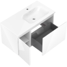Mexen Orio meuble de salle de bain 90 cm avec vasque Vela droite, 1S, 1D, blanc brillant - 91A13-09047-3-BBFF00-W23P00