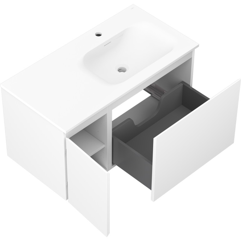 Mexen Orio armoire de salle de bains 90 cm avec lavabo Vela droit, 1S, 1D, blanc mat - 91A13-09047-3-BBFF01-W23P01