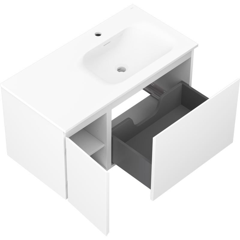 Mexen Orio meuble de salle de bain 90 cm avec lavabo Vela droit, 1S, 1D, blanc mat - 91A13-09047-3-BBFF01-W23P01