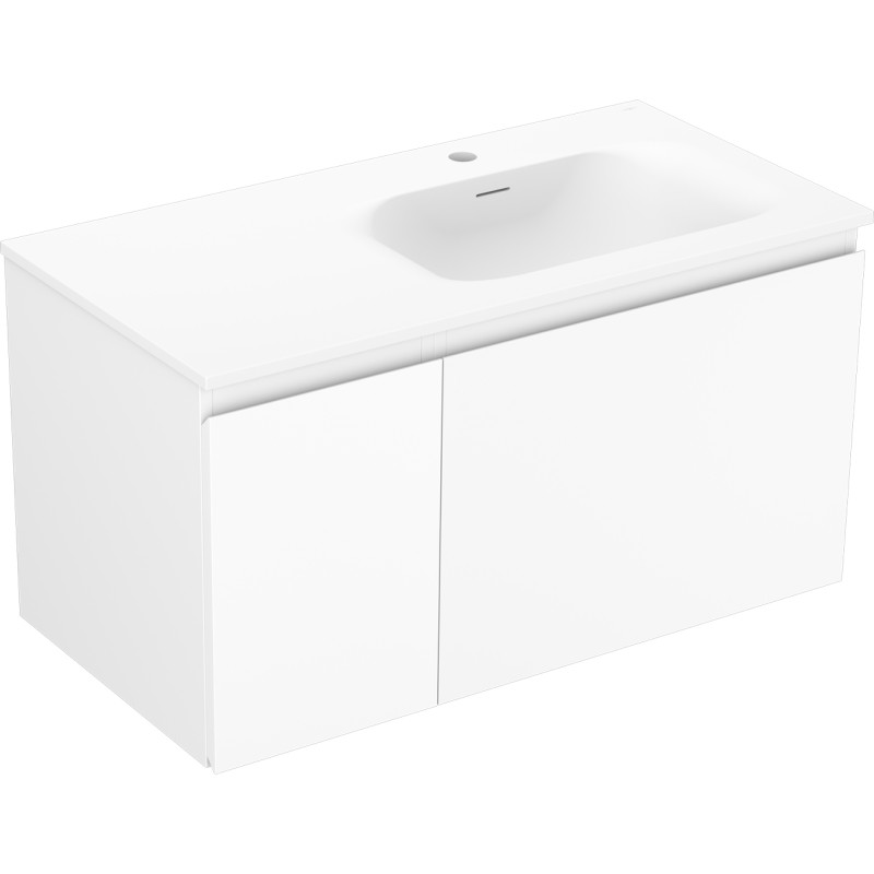Mexen Orio armoire de salle de bains 90 cm avec lavabo Vela droit, 1S, 1D, blanc mat - 91A13-09047-3-BBFF01-W23P01