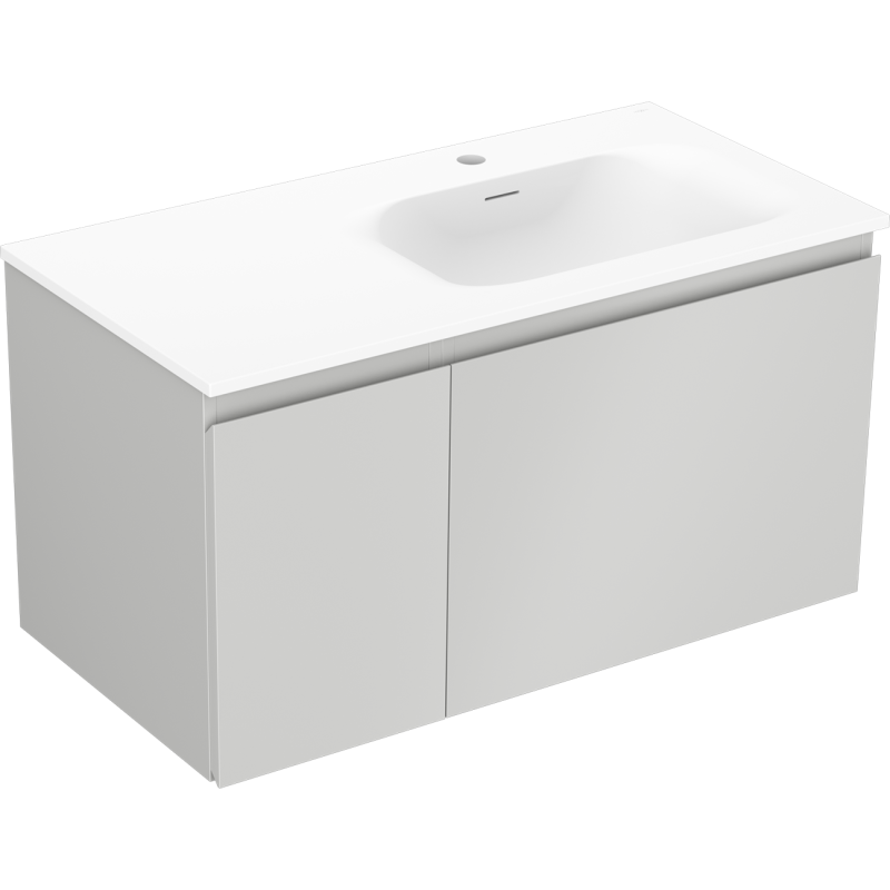 Mexen Orio meuble salle de bain 90 cm avec lavabo Vela à droite, 1S, 1D, gris mat/blanc mat - 91A13-09047-3-BBFF62-W23P01