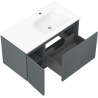 Mexen Orio meuble de salle de bains 90 cm avec lavabo Vela droit, 1S, 1D, graphite mat/blanc mat - 91A13-09047-3-BBFF66-W23P01