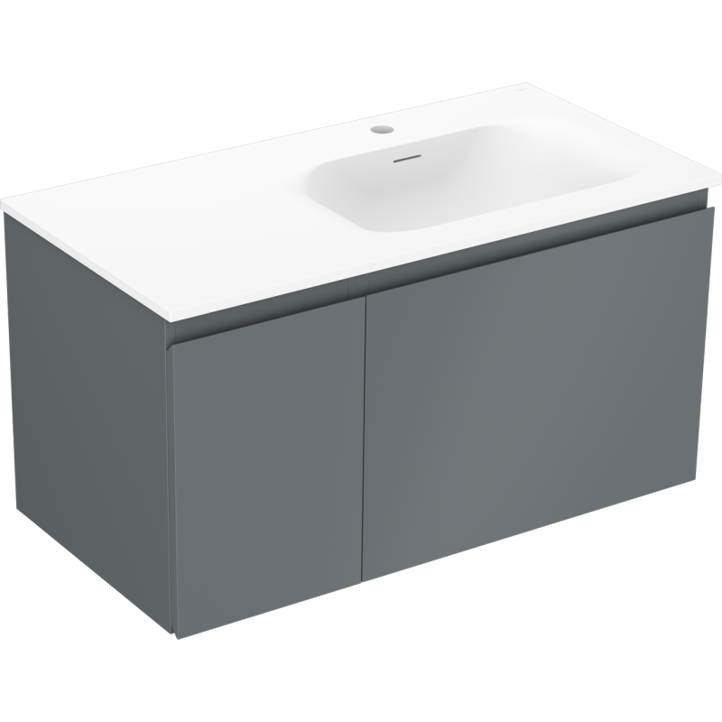 Mexen Orio meuble de salle de bains 90 cm avec lavabo Vela droit, 1S, 1D, graphite mat/blanc mat - 91A13-09047-3-BBFF66-W23P01