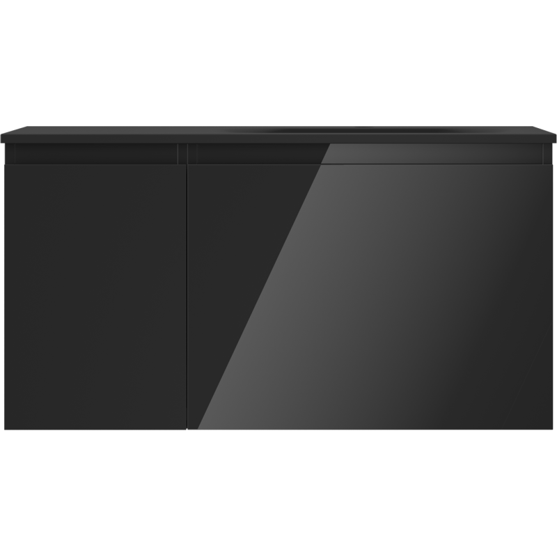 Mexen Orio armoire de salle de bain 90 cm avec lavabo Vela à droite, 1S, 1D, noir brillant/noir mat