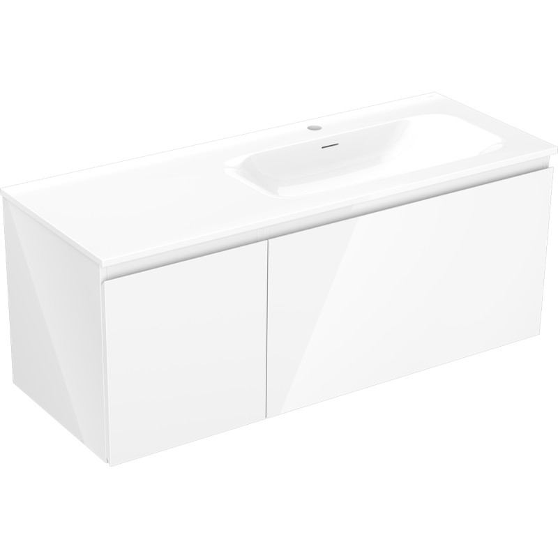 Mexen Orio Armoire de salle de bain 120 cm avec lavabo Vela à droite, 1S, 1D, blanc brillant - 91A13-12047-3-BBFF00-W23P00