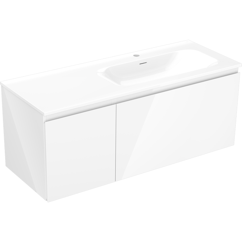 Mexen Orio armoire de salle de bain 120 cm avec lavabo Vela à droite, 1T, 1P, blanc brillant - 91A13-12047-3-BBFF00-W23P00