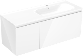 Mexen Orio Armoire de salle de bain 120 cm avec lavabo Vela à droite, 1S, 1D, blanc brillant - 91A13-12047-3-BBFF00-W23P00