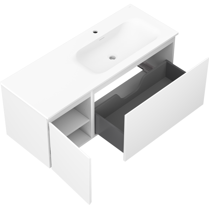 Mexen Orio meuble de salle de bain 120 cm avec lavabo Vela droit, 1S, 1D, blanc mat - 91A13-12047-3-BBFF01-W23P01