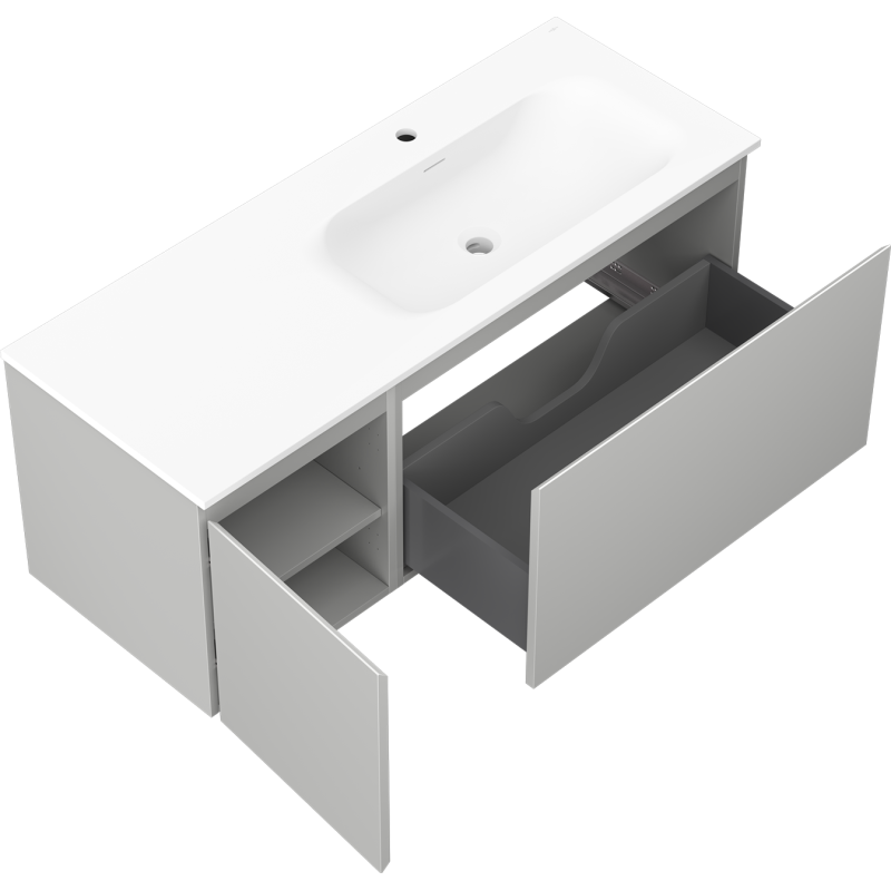 Mexen Orio meuble de salle de bain 120 cm avec lavabo Vela à droite, 1S, 1D, gris mat/blanc mat - 91A13-12047-3-BBFF62-W23P01