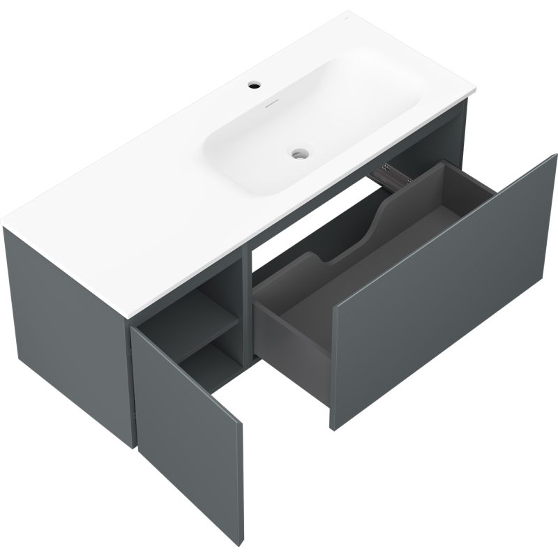 Mexen Orio meuble de salle de bain 120 cm avec lavabo Vela droit, 1S, 1D, graphite mat/blanc mat - 91A13-12047-3-BBFF66-W23P01