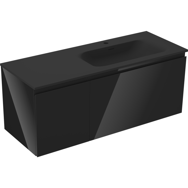 Mexen Orio armoire de salle de bain 120 cm avec lavabo Vela droit, 1S, 1D, noir brillant/noir mat - 91A13-12047-3-BBFF70-W23P71