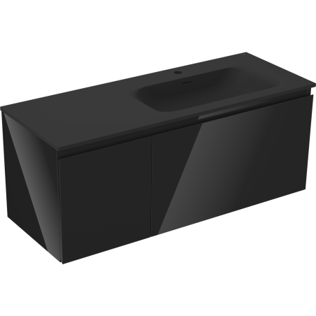 Mexen Orio armoire de salle de bain 120 cm avec lavabo Vela droit, 1S, 1D, noir brillant/noir mat - 91A13-12047-3-BBFF70-W23P71