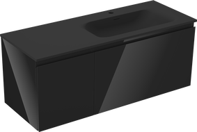 Mexen Orio armoire de salle de bain 120 cm avec lavabo Vela à droite, 1 tiroir, 1 porte, noir brillant/noir mat