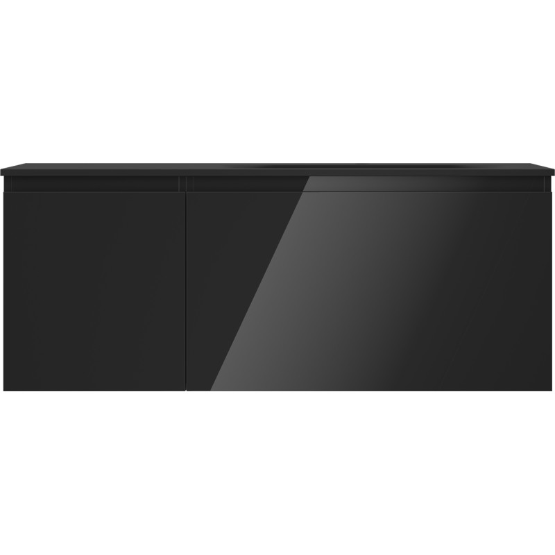 Mexen Orio armoire de salle de bain 120 cm avec lavabo Vela à droite, 1 tiroir, 1 porte, noir brillant/noir mat