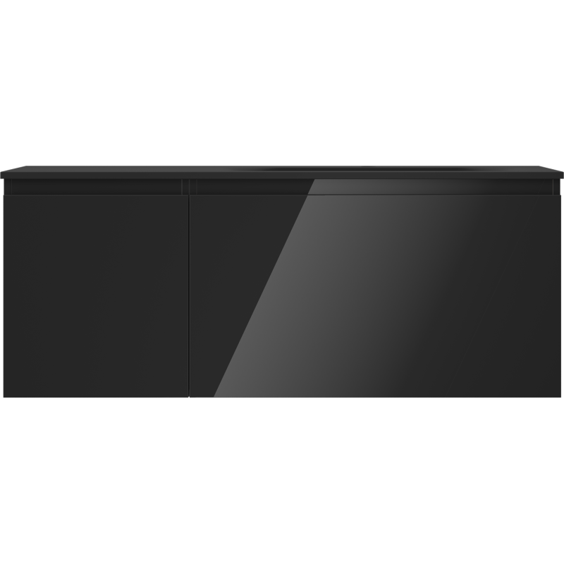 Mexen Orio armoire de salle de bain 120 cm avec lavabo Vela droit, 1S, 1D, noir brillant/noir mat - 91A13-12047-3-BBFF70-W23P71