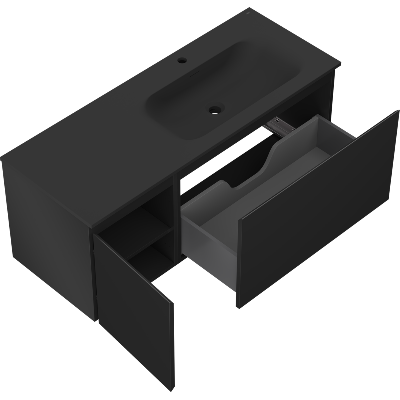 Mexen Orio meuble de salle de bain 120 cm avec lavabo Vela à droite, 1S, 1D, noir mat - 91A13-12047-3-BBFF71-W23P71