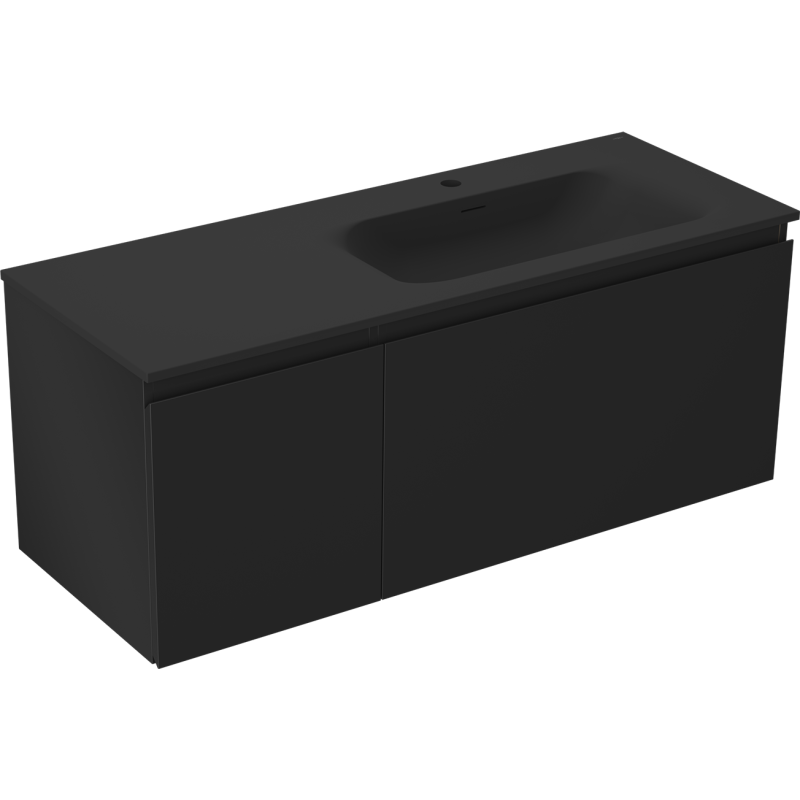 Mexen Orio meuble de salle de bain 120 cm avec lavabo Vela à droite, 1S, 1D, noir mat - 91A13-12047-3-BBFF71-W23P71