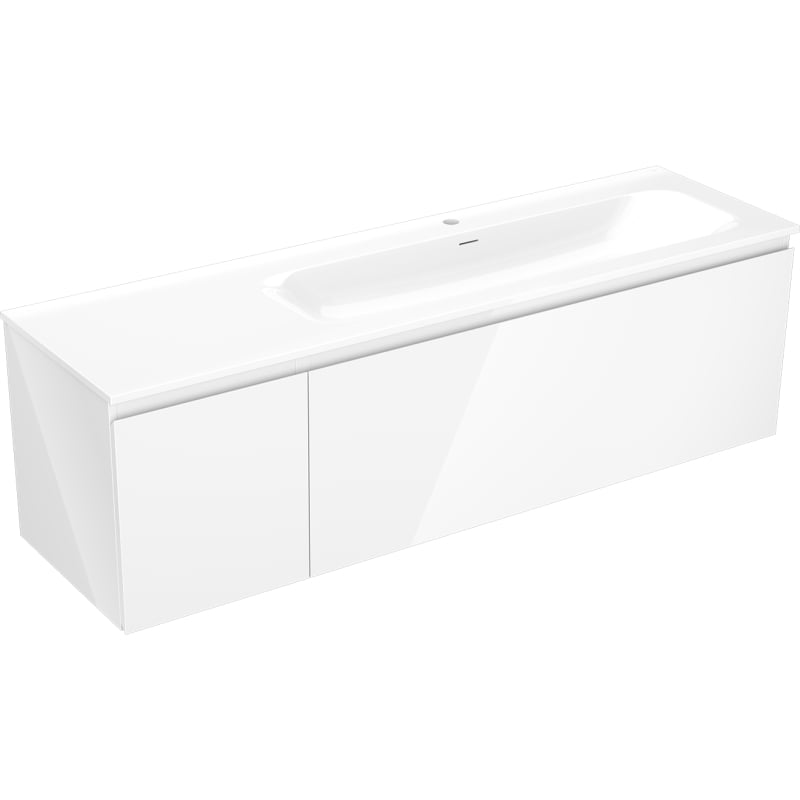 Mexen Orio meuble de salle de bain 160 cm avec lavabo Vela à droite, 1S, 1D, blanc brillant - 91A13-16047-3-BBFF00-W23P00