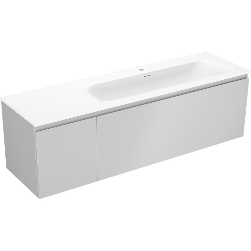 Mexen Orio armoire de salle de bain 160 cm avec lavabo Vela droite, 1S, 1D, gris mat/blanc mat - 91A13-16047-3-BBFF62-W23P01