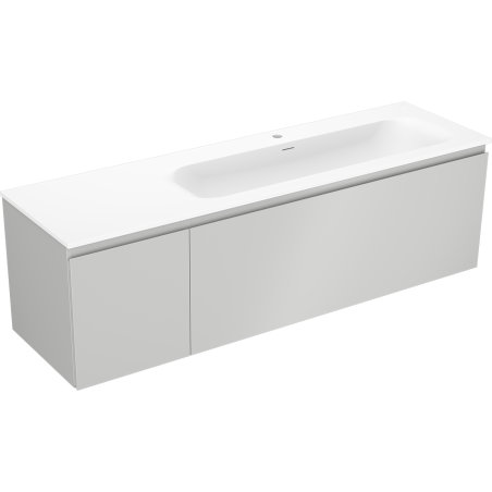 Mexen Orio meuble de salle de bain 160 cm avec lavabo Vela droit, 1S, 1D, gris mat/blanc mat - 91A13-16047-3-BBFF62-W23P01