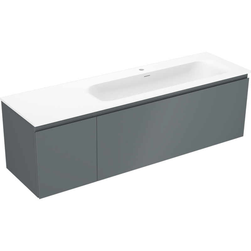 Mexen Orio meuble de salle de bains 160 cm avec lavabo Vela à droite, 1S, 1D, graphite mat/blanc mat