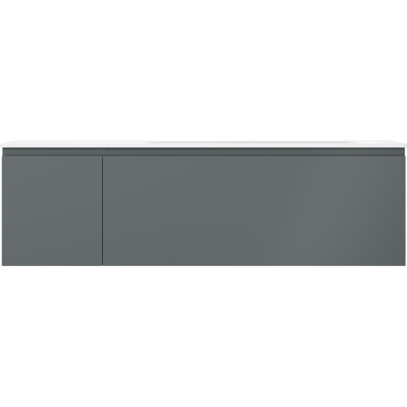 Mexen Orio armoire de salle de bain 160 cm avec lavabo Vela droit, 1S, 1D, graphite mat/blanc mat - 91A13-16047-3-BBFF66-W23P01