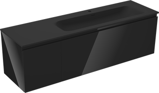Mexen Orio meuble de salle de bain 160 cm avec lavabo Vela droit, 1S, 1D, noir brillant/noir mat - 91A13-16047-3-BBFF70-W23P71