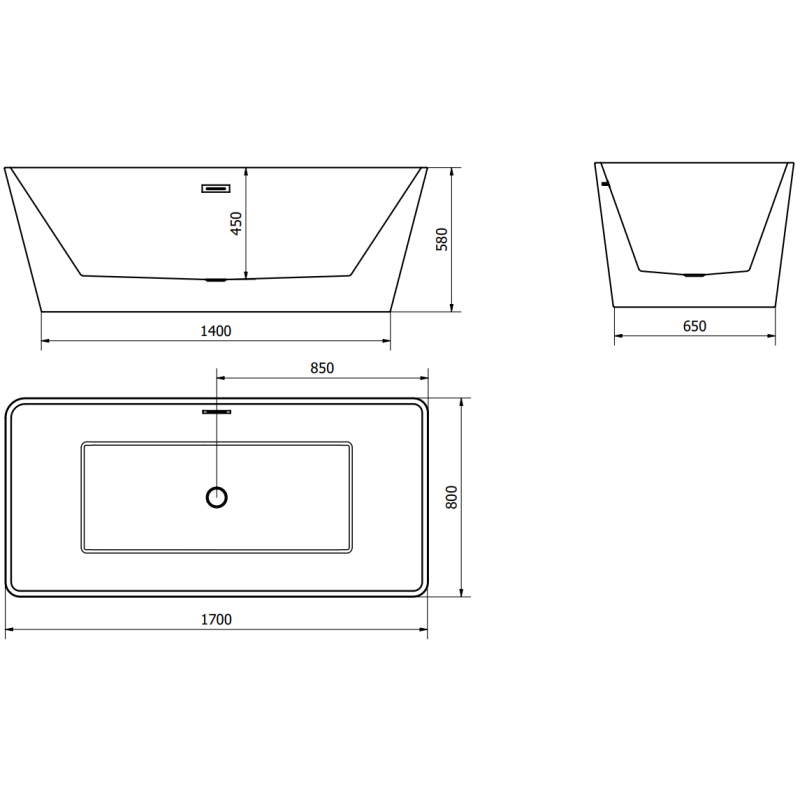Mexen Malaga baignoire autoportante 170 x 80 cm, blanche - 51421708000
