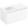 Mexen Rivel meuble de salle de bain 90 cm avec lavabo Vela à gauche, 1S, 1D, rainuré, blanc mat - 91A23-09047-3-BBFF01-W23L01