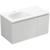 Mexen Rivel meuble de salle de bain 90 cm avec lavabo Vela gauche, 1S, 1D, rainuré, gris mat/blanc mat