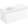 Mexen Rivel meuble de salle de bains 100 cm avec lavabo Vela à gauche, 1S, 1D, rainuré, blanc mat - 91A23-10047-3-BBFF01-W23L01