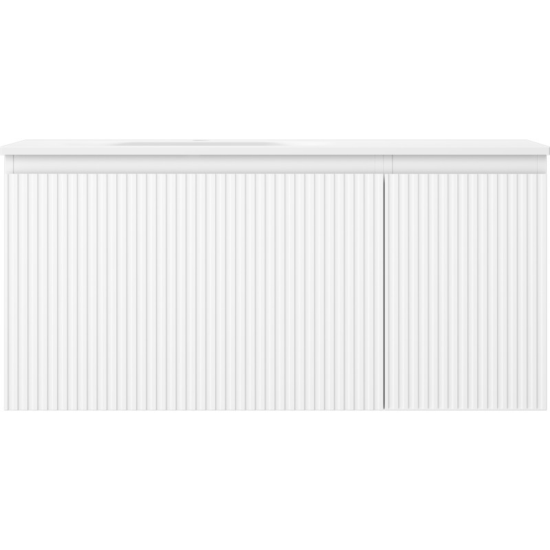 Mexen Rivel armoire de salle de bain 100 cm avec lavabo Vela gauche, 1T, 1P, rainurée, blanc mat - 91A23-10047-3-BBFF01-W23L01