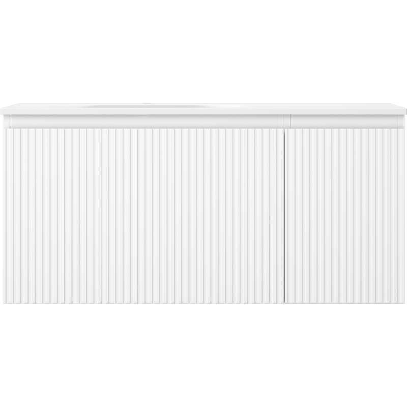Mexen Rivel meuble de salle de bains 100 cm avec lavabo Vela à gauche, 1S, 1D, rainuré, blanc mat - 91A23-10047-3-BBFF01-W23L01