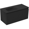 Mexen Rivel meuble de salle de bain 100 cm avec lavabo Vela gauche, 1S, 1D, rainuré, noir mat - 91A23-10047-3-BBFF71-W23L71