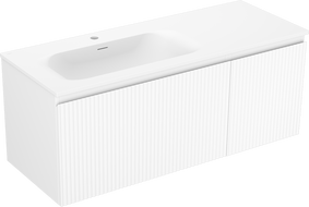 Mexen Rivel armoire de salle de bain 120 cm avec lavabo Vela gauche, 1S, 1D, rainurée, blanc mat - 91A23-12047-3-BBFF01-W23L01