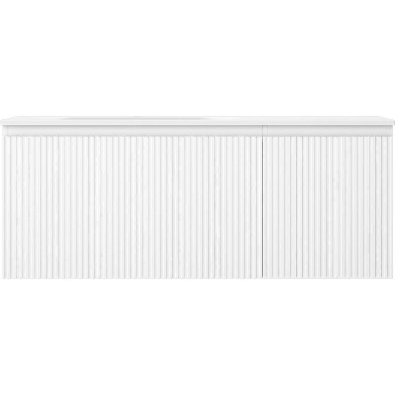 Mexen Rivel armoire de salle de bain 120 cm avec lavabo Vela gauche, 1S, 1D, rainurée, blanc mat - 91A23-12047-3-BBFF01-W23L01