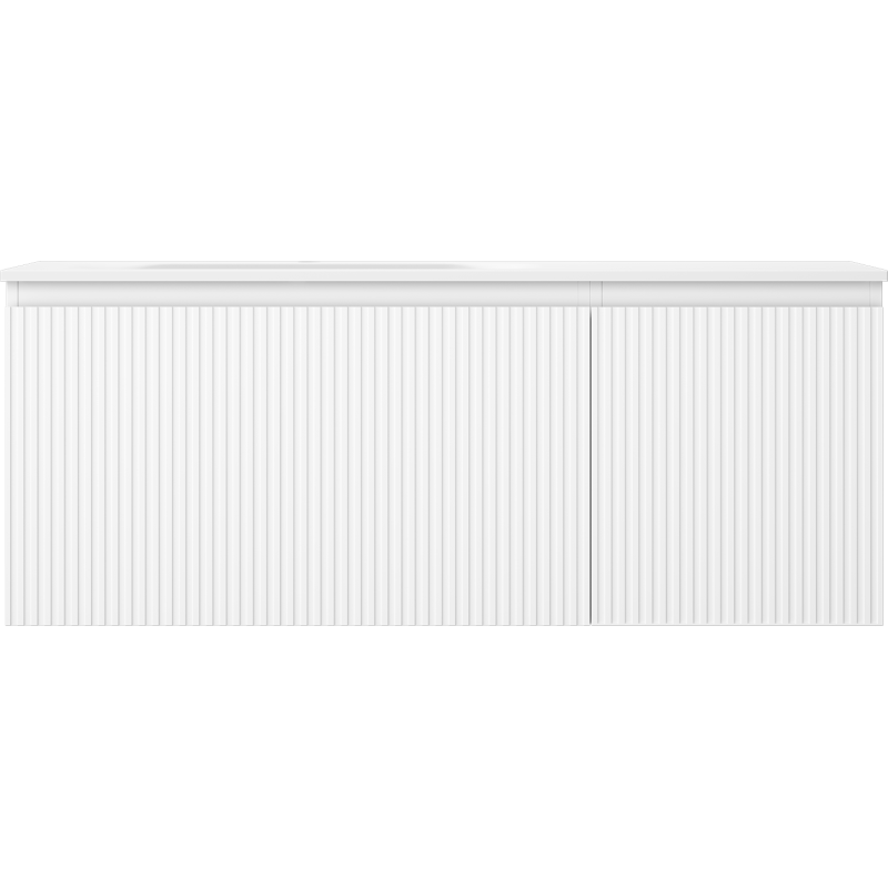 Mexen Rivel meuble de salle de bain 120 cm avec lavabo Vela gauche, 1S, 1D, rainuré, blanc mat - 91A23-12047-3-BBFF01-W23L01