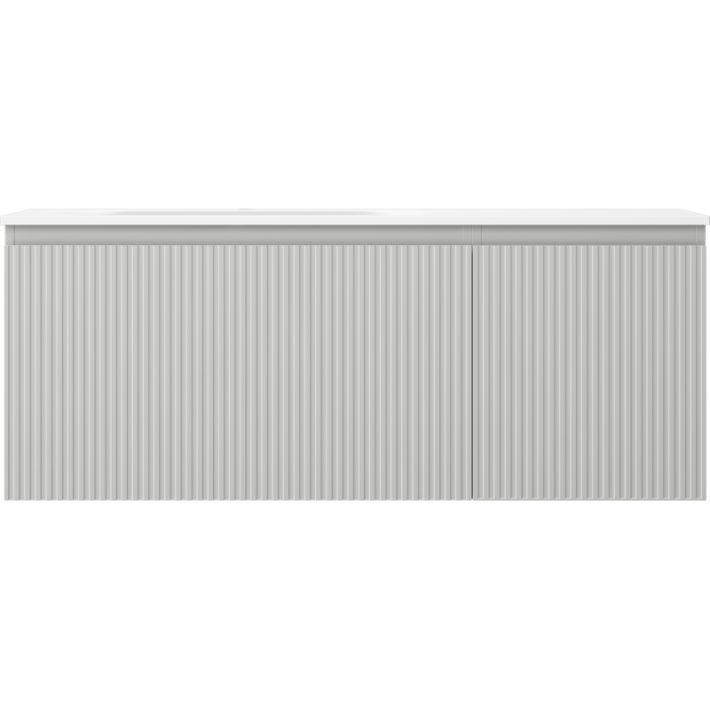 Mexen Rivel armoire de salle de bain 120 cm avec lavabo Vela gauche, 1T, 1P, cannelée, gris mat/blanc mat