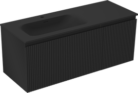 Mexen Rivel meuble de salle de bain 120 cm avec lavabo Vela gauche, 1S, 1D, rainuré, noir mat - 91A23-12047-3-BBFF71-W23L71