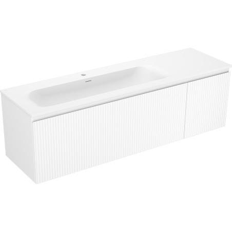 Mexen Rivel armoire de salle de bains 160 cm avec lavabo Vela gauche, 1S, 1D, rainurée, blanc mat - 91A23-16047-3-BBFF01-W23L01