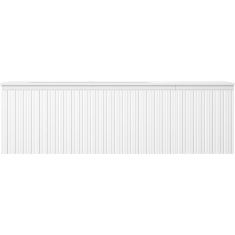 Mexen Rivel armoire de salle de bain 160 cm avec lavabo Vela gauche, 1S, 1D, cannelé, blanc mat - 91A23-16047-3-BBFF01-W23L01