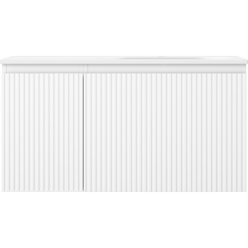 Mexen Rivel meuble de salle de bain 90 cm avec lavabo Vela à droite, 1S, 1D, rainuré, blanc mat - 91A23-09047-3-BBFF01-W23P01