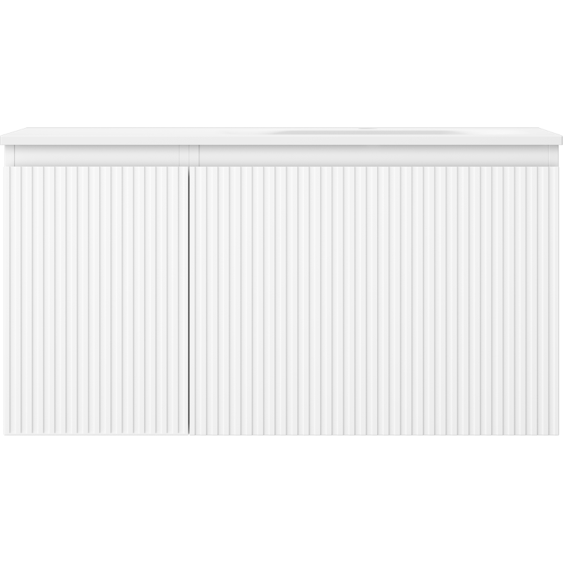 Mexen Rivel meuble de salle de bains 90 cm avec lavabo Vela à droite, 1S, 1D, rainuré, blanc mat - 91A23-09047-3-BBFF01-W23P01