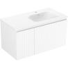 Mexen Rivel meuble de salle de bains 90 cm avec lavabo Vela à droite, 1S, 1D, rainuré, blanc mat - 91A23-09047-3-BBFF01-W23P01