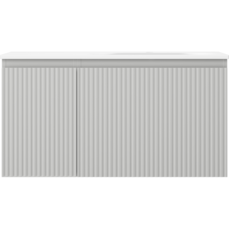 Mexen Rivel armoire de salle de bain 90 cm avec lavabo Vela droite, 1S, 1D, rainurée, gris mat/blanc mat