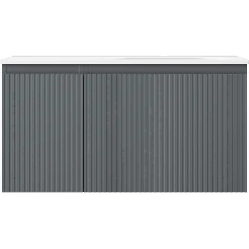 Mexen Rivel armoire de salle de bains 90 cm avec lavabo Vela à droite, 1S, 1D, rainurée, graphite mat/blanc mat